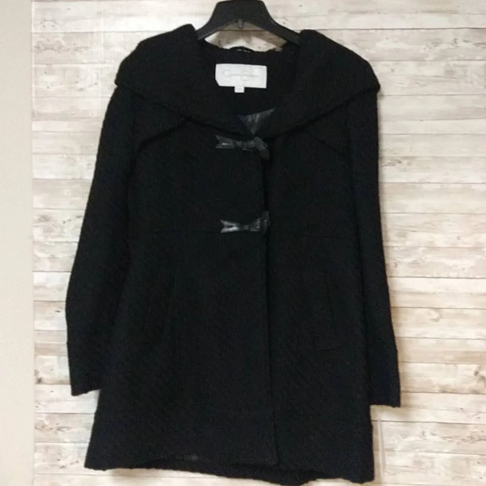 Jessica Simpson Braided Wool Duffle Toggle Coat Large