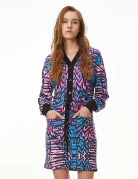 MARK FAST Women MF Psychedelic Graffiti Pattern Long Sleeve Mini Dress