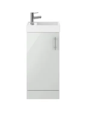 Minimalist Floor Standing Basin & Cabinet Grey Mist 400mm