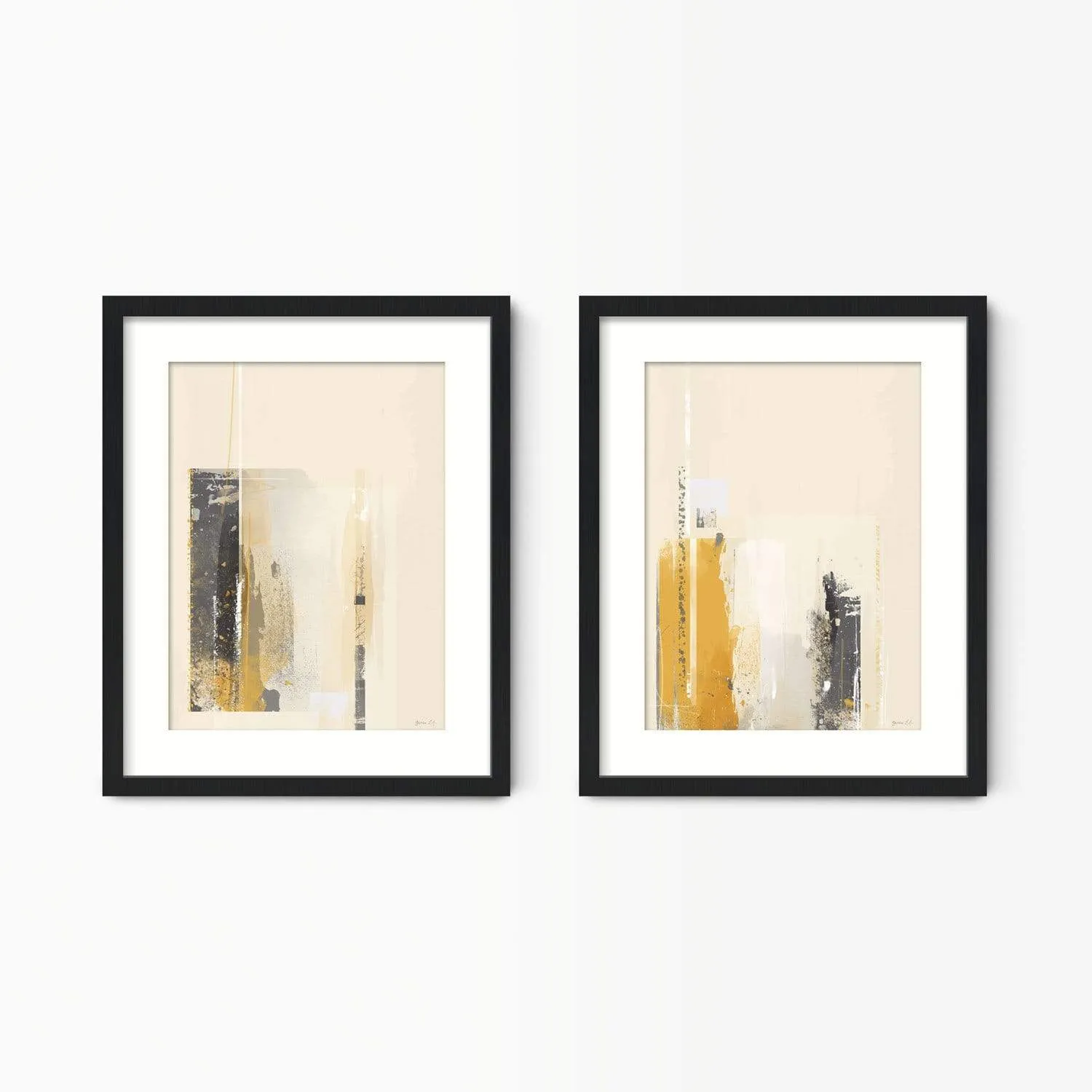 Mustard & Grey Abstract Wall Art Set