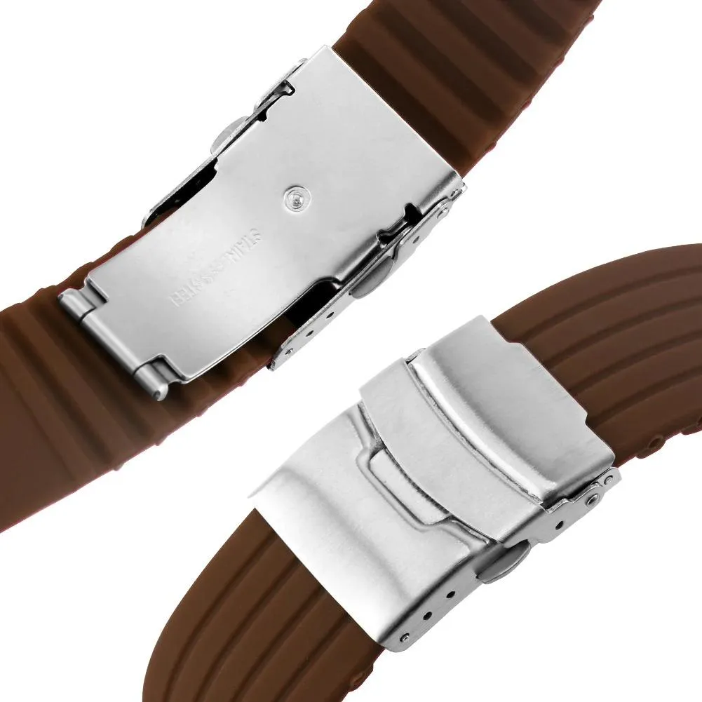 Napoli Solid Silicone Watch Strap With Push Button Deployant Clasp