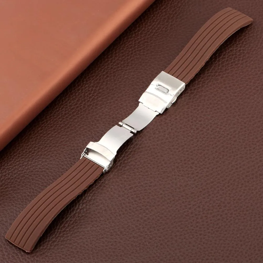 Napoli Solid Silicone Watch Strap With Push Button Deployant Clasp