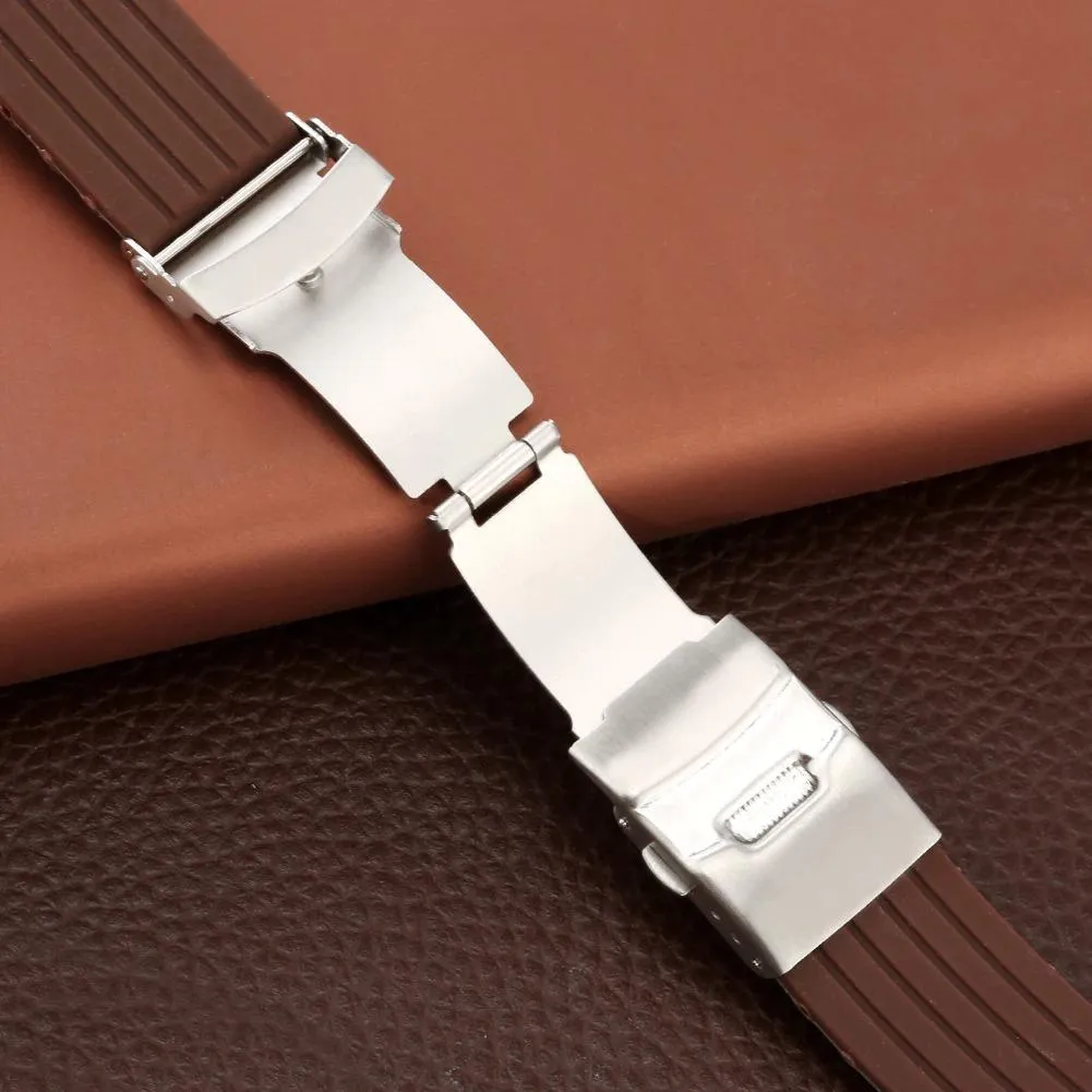 Napoli Solid Silicone Watch Strap With Push Button Deployant Clasp