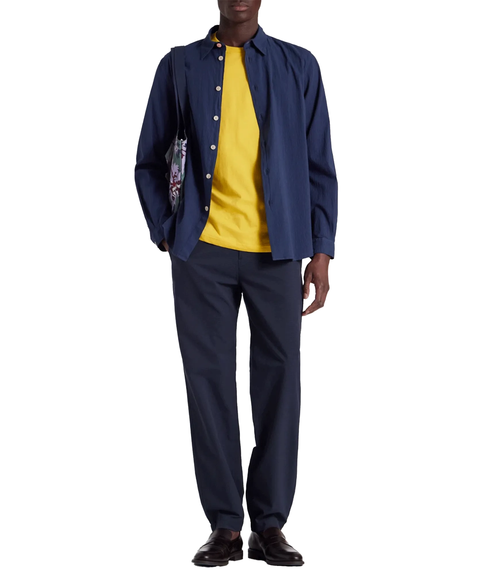 Navy Stretch-Cotton Seersucker Shirt - Navy