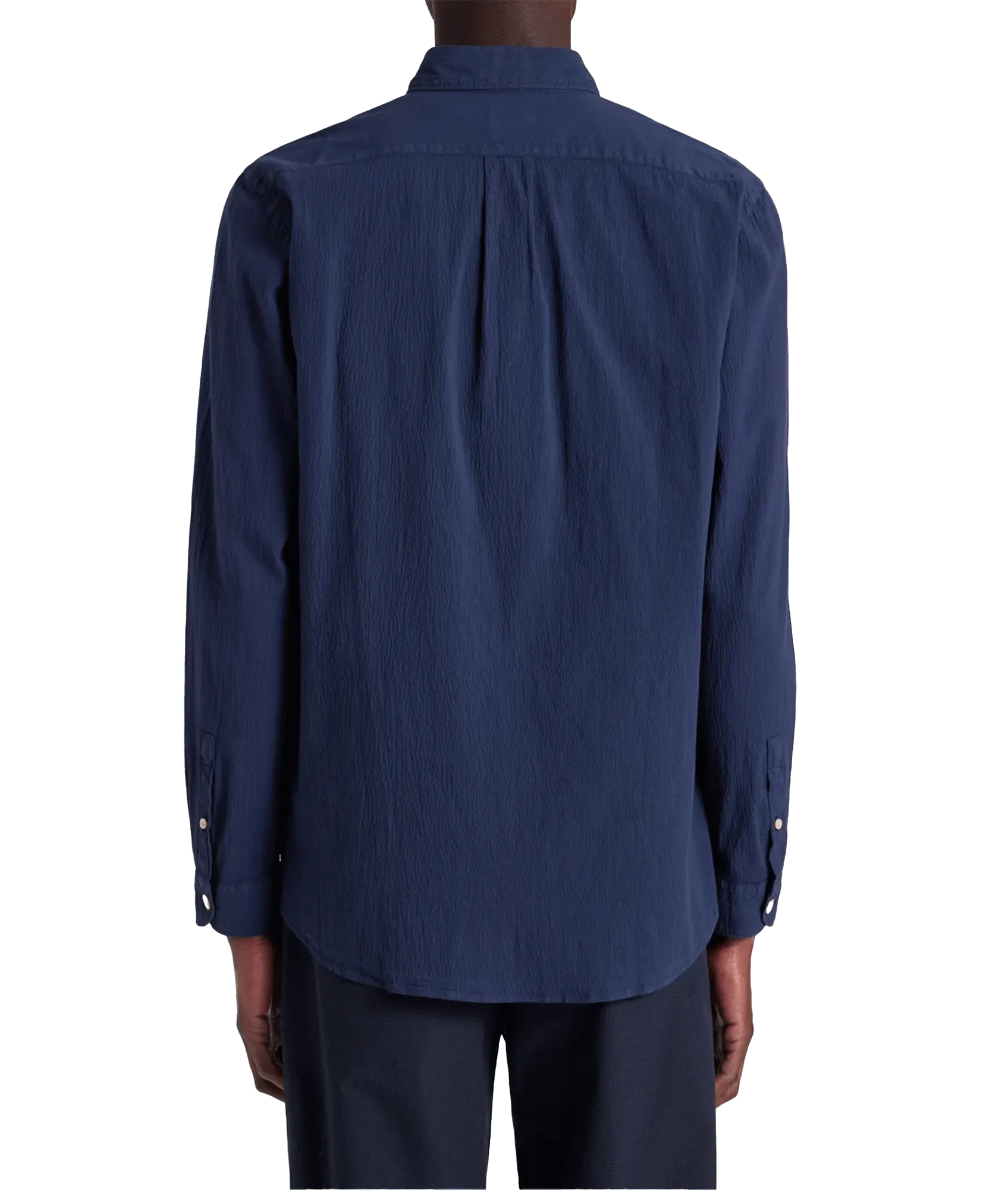 Navy Stretch-Cotton Seersucker Shirt - Navy