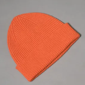 Pure Wool Beanie Hat in Orange