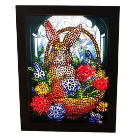 "Bunny Basket" Crystal Art Small LED Frame