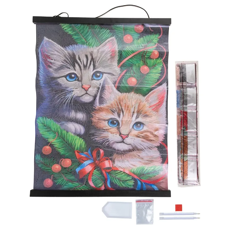 "Cute Cats" Crystal Art Scroll Kit 40x50cm