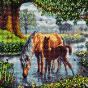 "Fell Ponies" Framed Crystal Art Kit 30x30cm