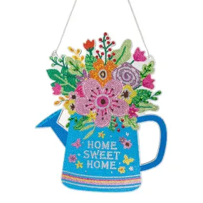 "Floral Watercan" Crystal Art Hanging Wooden Decoration Kit