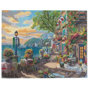 "French Riviera Café" by Thomas Kinkade Crystal Art Kit 40x50cm