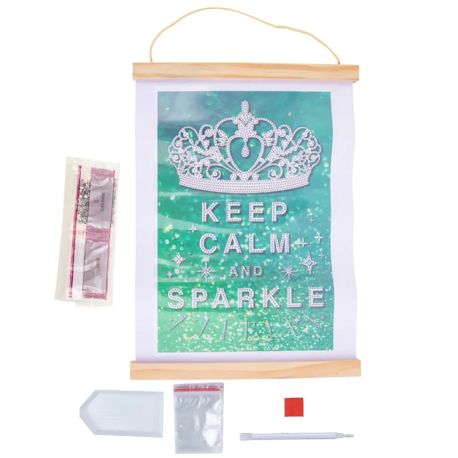 "Keep Calm & Sparkle" Mini Crystal Art Scroll Kit