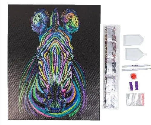 "Rainbow Zebra" Crystal Art Kit 40x50cm