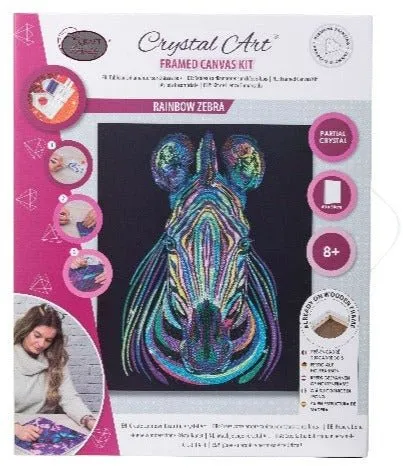 "Rainbow Zebra" Crystal Art Kit 40x50cm