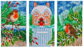 "Snowy House Full Set" Crystal Art Triptych Set of 3