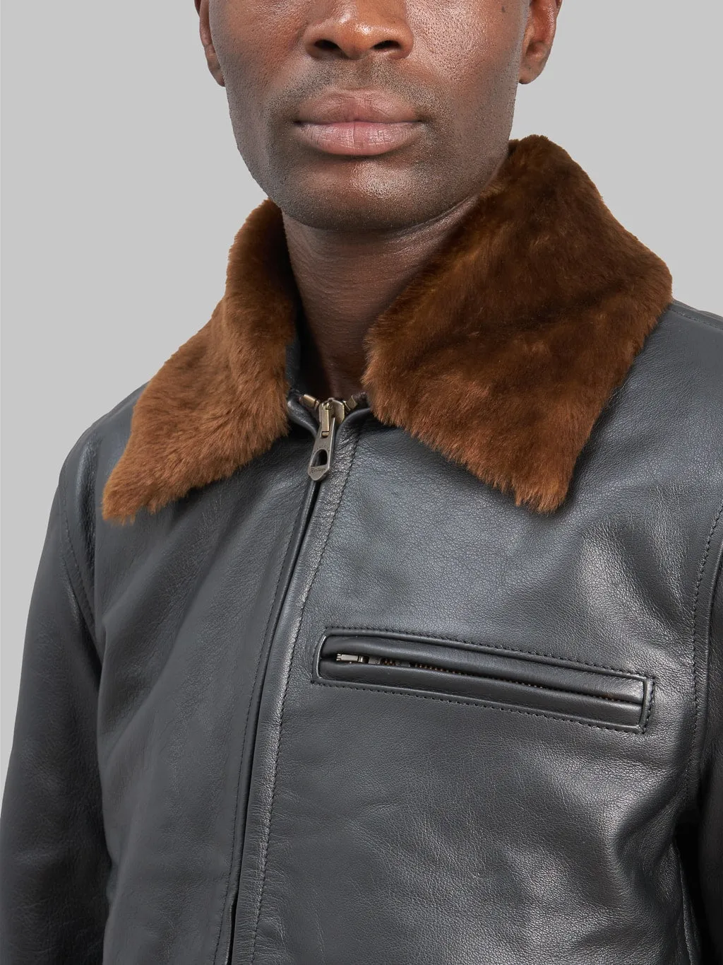 Shangri-La Heritage "Varenne" Fur Collar Black Leather Jacket