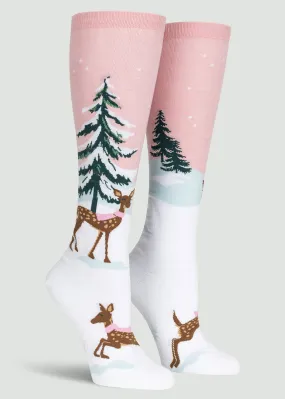 Shimmer Snow Deer Knee Socks