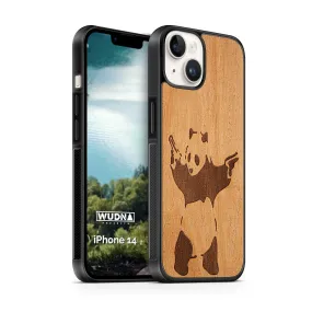 Slim Wooden Phone Case (Banksy Bad Panda in Mahogany)