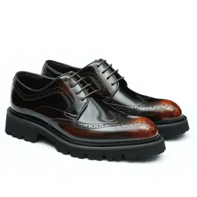 Thick sole brogue derby shoes