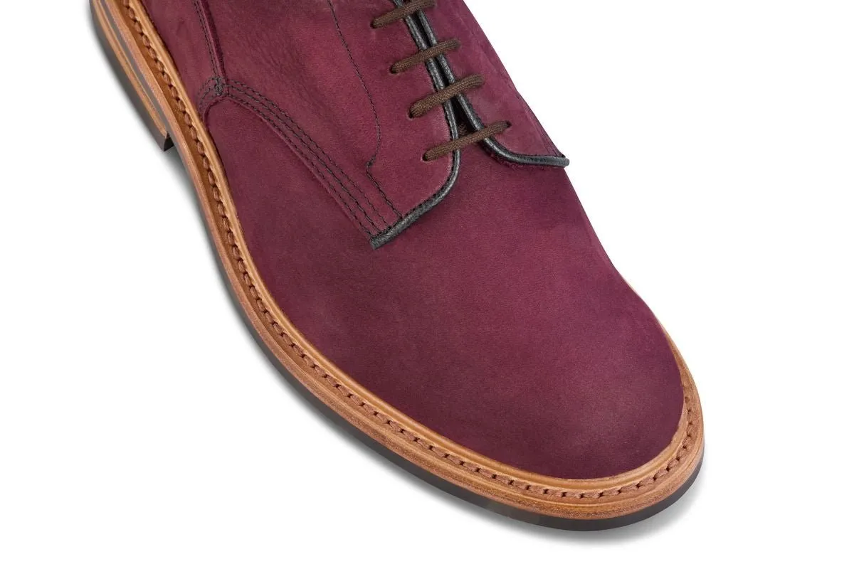 Woodstock Plain Derby Country Shoe - Blackberry Hydro Nubuck